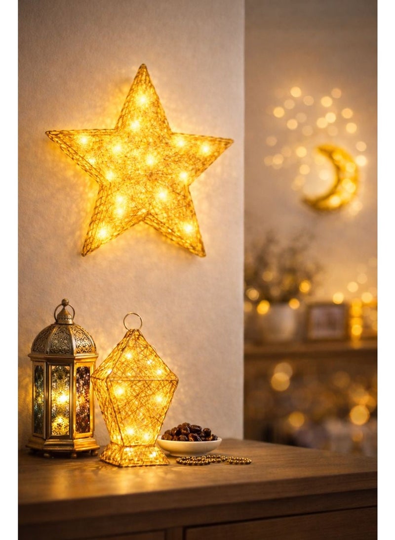 Home Care Star Lamp with Constant Warm Light, 30cm Hanging Decorative Light with 20 LEDs, Battery Operated - Image 1